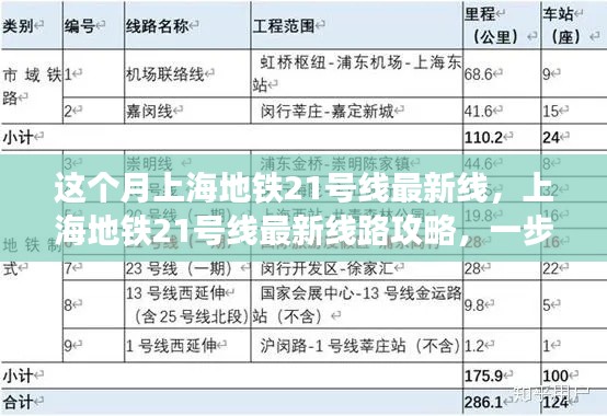 上海地铁21号线最新线路攻略,轻松掌握出行技巧,本月最新线路一网打尽!