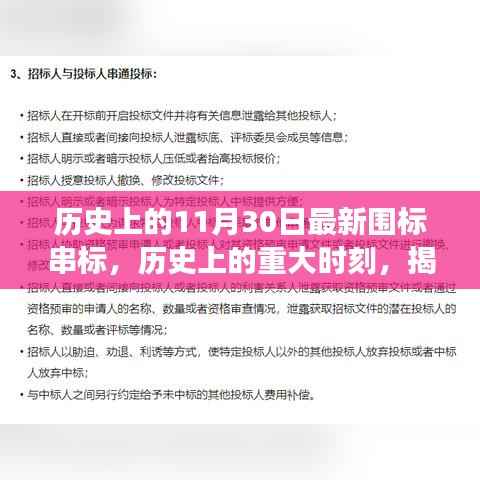 揭秘历史重大时刻,揭秘围标串标事件内幕,最新事件回顾(日期为11月30日)
