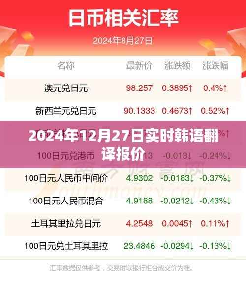 韩语实时翻译报价(2024年12月27日更新)
