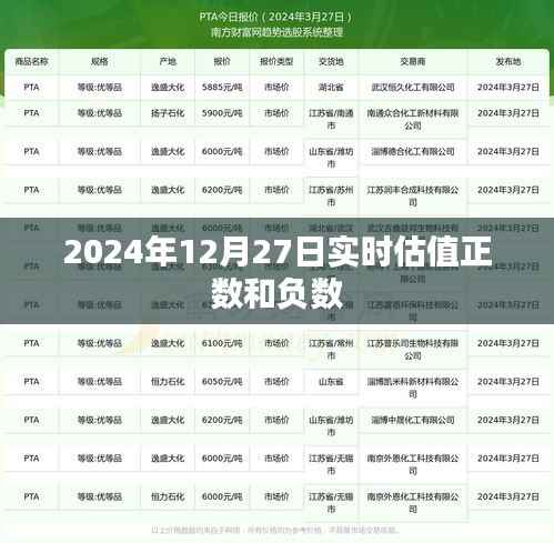 实时估值正负数解析,2024年12月27日数据解读