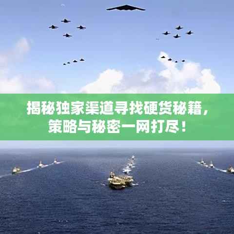 揭秘独家渠道寻找硬货秘籍，策略与秘密一网打尽！