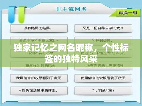 独家记忆之网名昵称,个性标签的独特风采
