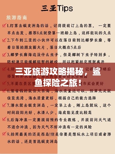 三亚旅游攻略揭秘，鲨鱼探险之旅！