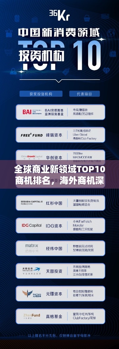 全球商业新领域TOP10商机排名，海外商机深度探索